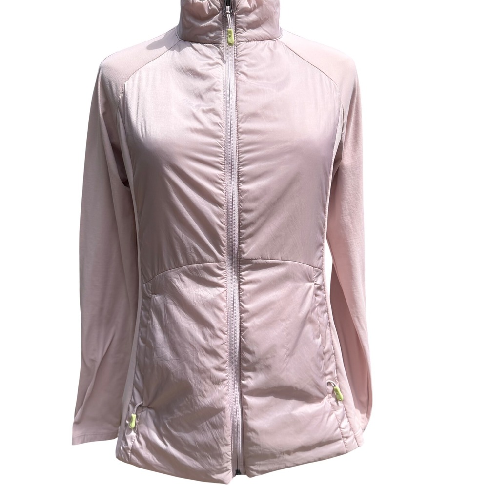 32 Degrees Cool Womens Mixed Media Full Zip Jacket Blush Pink Small 1295007
